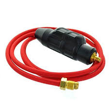 Power cable 4 m M12x1 (Dinse) superflex / Dix plug SK35 (red) complete with side outlet 1/8